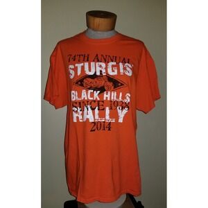 74TH Annual Sturgis Black Hills Rally Since 1938 biking Orange & Black Sz. Large